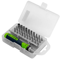 Отвертка ревер. для точ. раб., 32 пред., ph + sl + pz + torx + hex + tt, crv, 2к рукоятка// сибртех