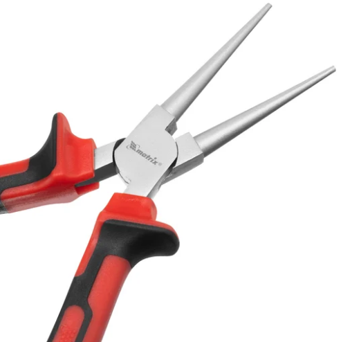 Круглогубцы nickel, 160 мм, никелированные, двухкомпонентные рукоятки  matrix