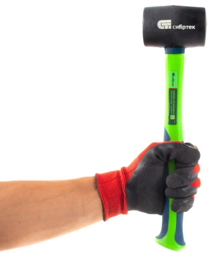 Киянка резиновая, 450г., черная резина, фибергласовая рукоятка// сибртех