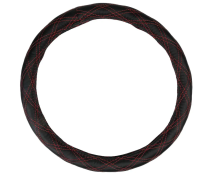 Оплетка на руль 44-46см (daf, man, mb, volvo) экокожа гладкая / кольцо 2-ая красная строчка (26076)