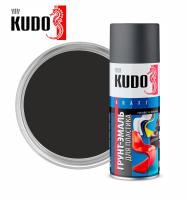 Грунт-эмаль для пластика kudo, быстросохнущая, акриловая, баллончик 0.52 л, черная матовая