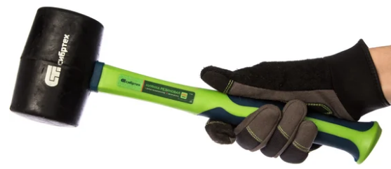 Киянка резиновая, 680г., черная резина, фибергласовая рукоятка// сибртех