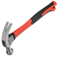 Молоток-гвоздодер''optimal'',450 г,боек c магнитом,фибергласовая обрезиненная рукоятка matrix