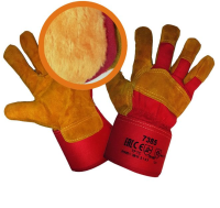 Перчатки спилковые комбинированные тип «русские  львы» зима