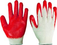 Перчатки хлопчатобумажные с одинарным латексным покрытием красные