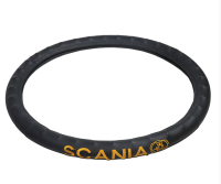 Оплетка на руль 46-48см scania кожа с вышивкой цвет  чёрный (27840)