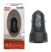 Usb автомобильное зарядное устройство avs 2 порта uc-623 (3,1а)