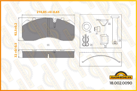 Колодки тормозные дисковые mb 29096 (sonder) 180020090