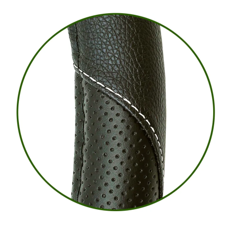 Оплетка на руль 44-46см (daf, man, mb, volvo) нат. кож. перфор../пальцы чёрный (25817)