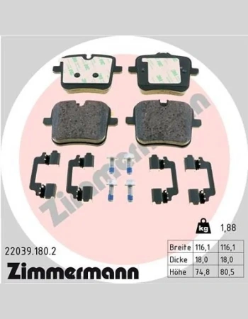 Колодки дисковые (задн.) 116x75x18 bmw f10/f11 3.5i/5.0i/3.5d 10 (otto zimmermann)