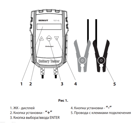 Тестер-анализатор для аккумуляторов (12v) berkut test-01