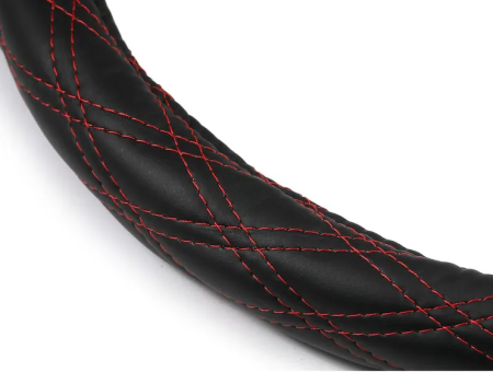 Оплетка на руль 44-46см (daf, man, mb, volvo) экокожа гладкая / кольцо 2-ая красная строчка (26076)