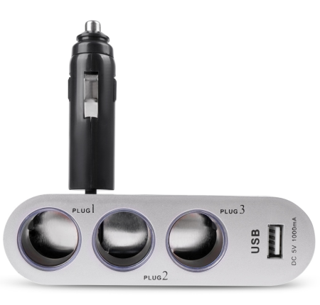 Разветвитель прикуривателя avs 12/24 (на 3 выхода+usb) cs312u