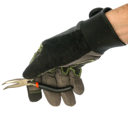 Длинногубцы mini, 130 мм, никелированные, изогнутые, авторазжим, двухкомпонентные рукоятки matrix