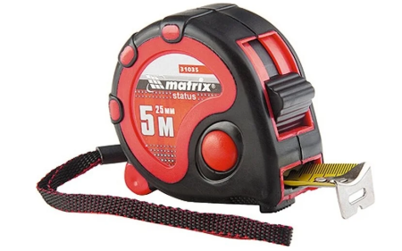 Рулетка status 3 fixations, 3 м х 16 мм, двухкомпонентный корпус, 3 фиксации ленты// matrix