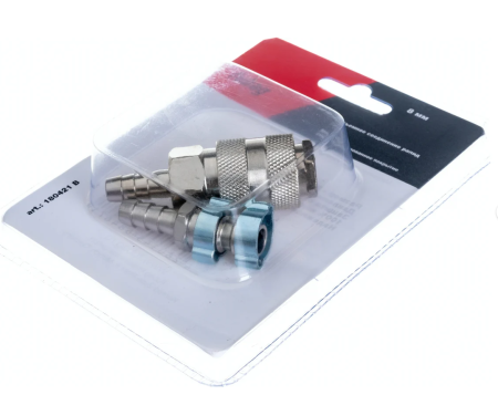 Переходник для компрессора 8мм штуцер + быстр. с 2 обжимными кольцами 8х13мм набор 2шт. fubag   