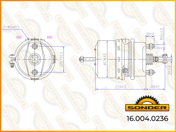 Энергоаккумулятор (кулачковый тормозз) t2424 scania (sonder)