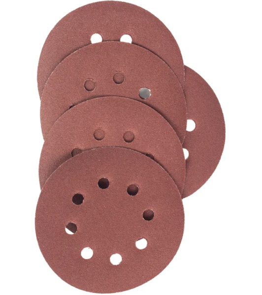 Круги абразивные на ворсовой основе под липучку (5 шт; 125 мм; p120; 8 отв) vira 558008