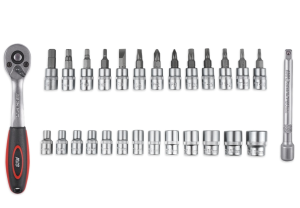 Набор головок торцевых с аксессуарами 1/4"dr (4-14 мм) (28 предметов) avs ng14-28p