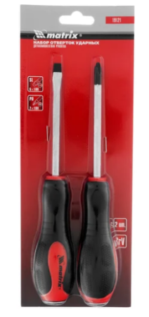 Набор отверток ударных, 2шт., ph + sl, crv, 2к рукоятка  matrix 