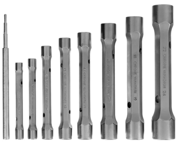 Набор ключей трубчатых торцевых усиленных, 6-24 мм, 9 шт, crv stels