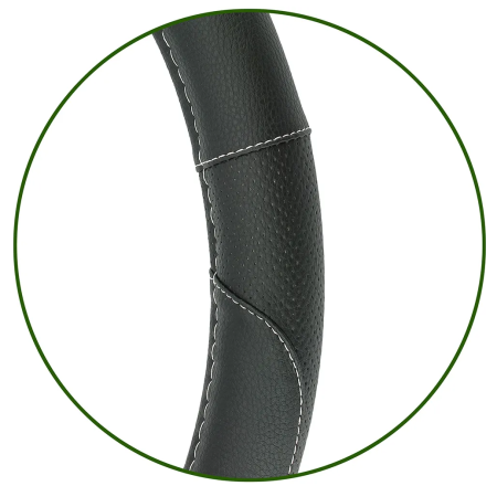 Оплетка на руль 44-46см (daf, man, mb, volvo) нат. кож. перфор../пальцы чёрный (25817)