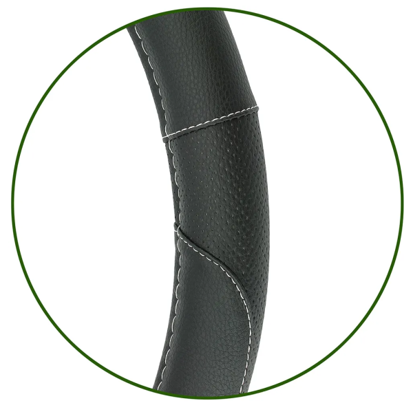 Оплетка на руль 44-46см (daf, man, mb, volvo) нат. кож. перфор../пальцы чёрный (25817)