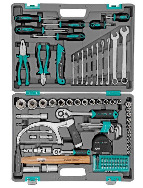 Набор инструментов, 1/2", 1/4", crv, пластиковый кейс 98 предметов stels