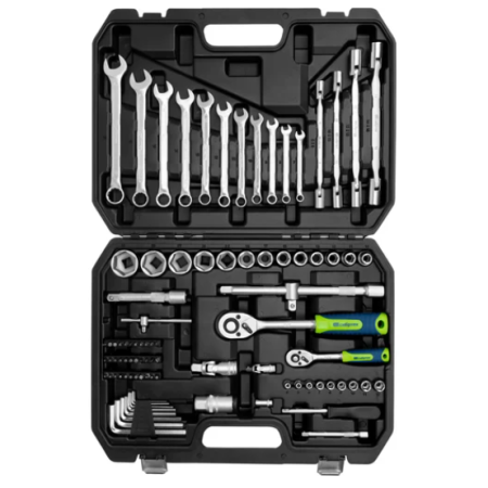 Набор инструментов, 1/2", 1/4", пластиковый кейс 89 предметов сибртех