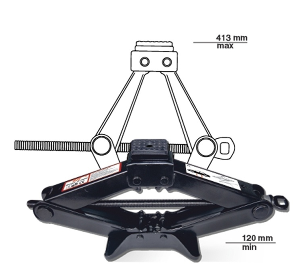 Домкрат ромбический avs ja-2000r, 2т, 120-413мм с резиновой опорой + сумка в комплекте