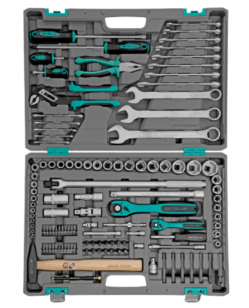 Набор инструментов, 1/4", 1/2", cr-v, s2, усиленный кейс, 119 предметов stels