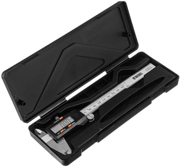 Штангенциркуль, 150 мм, электронный, с глубиномером// denzel