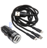 Зарядное устройство 2  usb 2.4 a/2.4 a 5v черный алюминий dc12v/34v iphone+android+type-c  (28160)