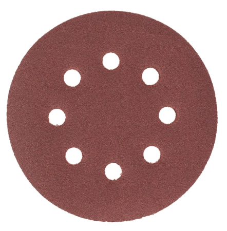 Круги абразивные на ворсовой основе под липучку (5 шт; 125 мм; p120; 8 отв) vira 558008