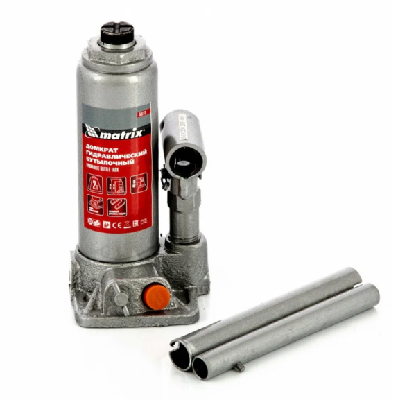 Домкрат гидравлический бутылочный, 2 т, h подъема 181-345 мм// matrix