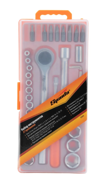 Набор инструментов бытовой, 37 предметов sparta