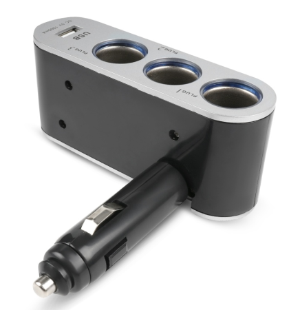 Разветвитель прикуривателя avs 12/24 (на 3 выхода+usb) cs312u