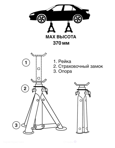 Подставка страховочная 2т, 230-370 мм, 1 шт avs as-02s